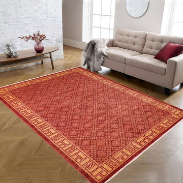 handmade Transitional Kafkaz Chobi Ziegler Red Gold Hand Knotted RECTANGLE 100% WOOL area rug 6 x 9